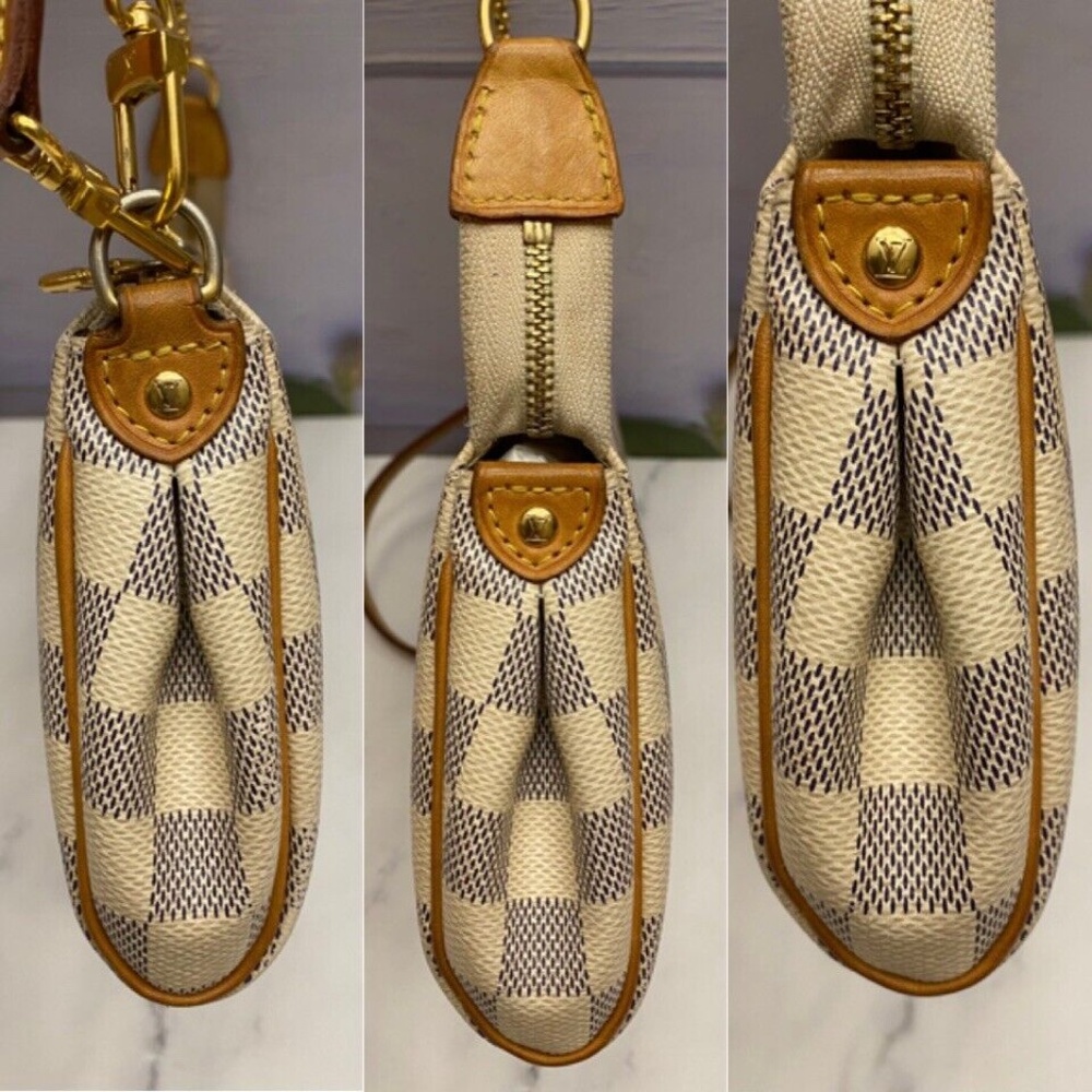 β€οΈβπ©ΉSOLDβ€οΈβπ©Ή Louis Vuitton Eva Damier Azur Chain Clutch 2 Way Purse (SN2123) - Picture 6 of 15